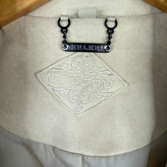 JouJou Faux Suede Western Fringe Moto Jacket Zippers Lined Cream Ivory Medium - Picture 7 of 10